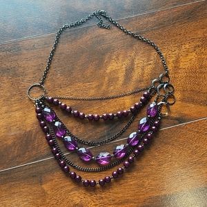Purple multi chain necklace
